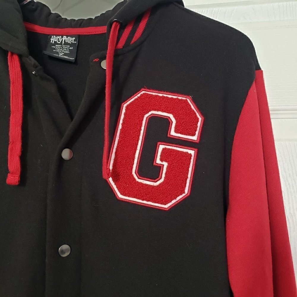 Harry Potter Gryffindor Varsity Hoodie Snap Front Sweatshirt Mens Sz Medium - Picture 3 of 11